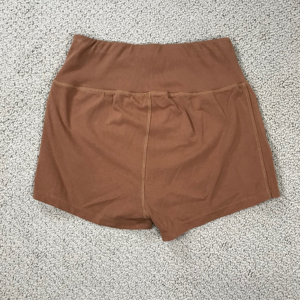 FP Movement Free People High Rise Ribbed Waist Athletic Shorts Brown Size Small - Picture 2 of 4